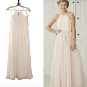 CHRISTINA WU NWT White Chiffon Halter Dress, Girls Size 10